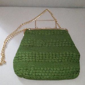Vintage crochet framed handbag